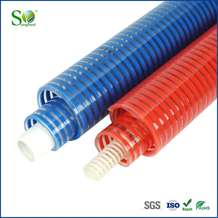 Pibell sugno PVC wedi'i atgyfnerthu â sbiral